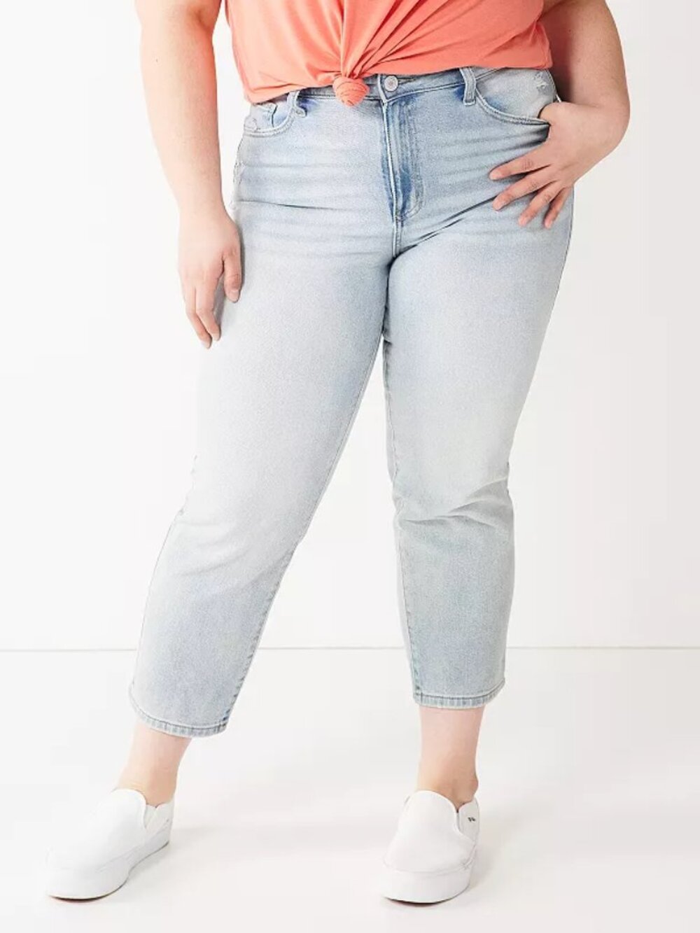 Junior's SO Plus Size Straight Leg High Waisted Ankle Jeans - Light Wash - 20